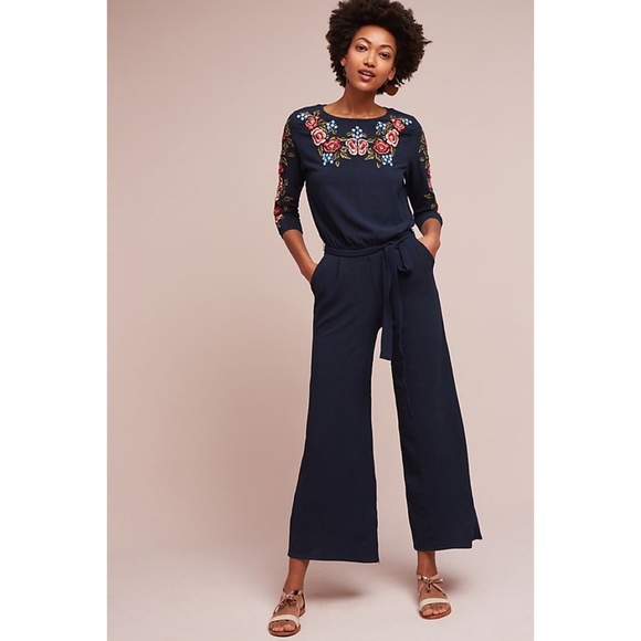 Anthropologie Pants - NEW Anthropologie Alyse Embroidered Jumpsuit XS